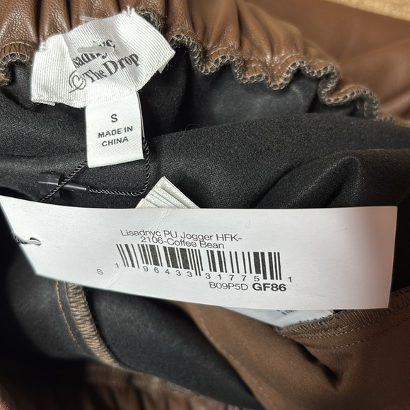 LISADNYC The Drop Coffee Bean Vegan Leather Pull-On Jogger Size Small - Picture 6 of 7